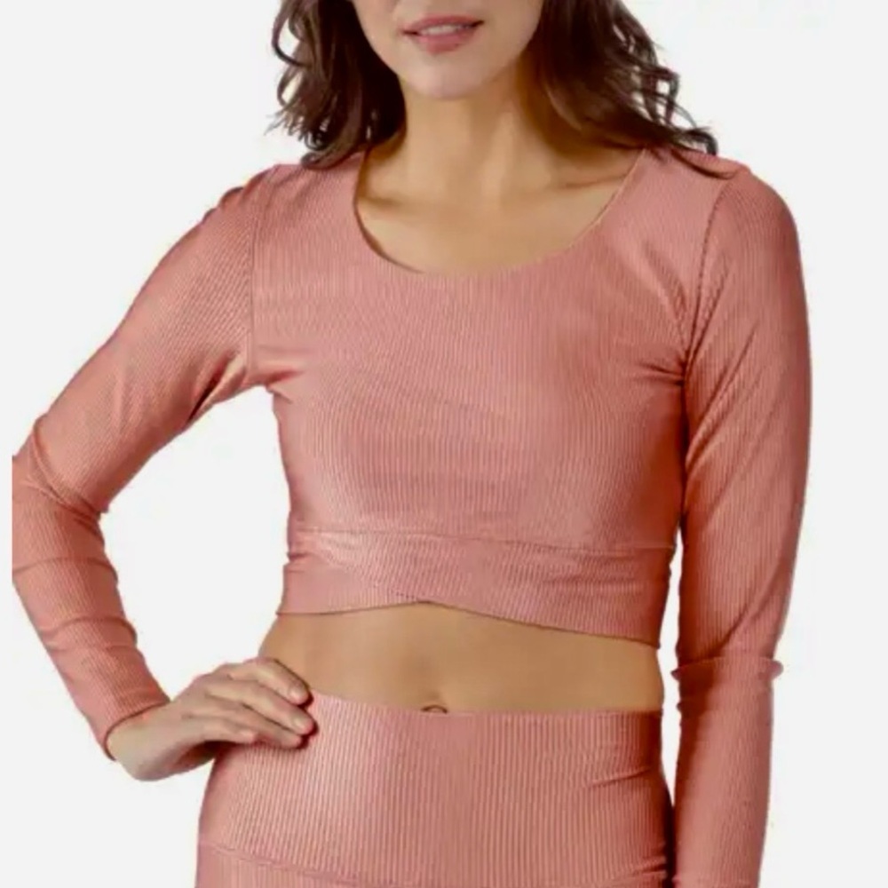 90 DEGREE BY REFLEX Twist Cropped Long Sleeve Top NWT